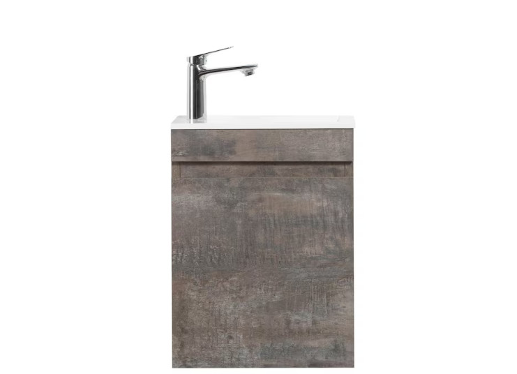 Abruzzo 16″ Floating Bathroom Vanity Resin Sink Soft-Close Dark Birch Cabinet 🔷