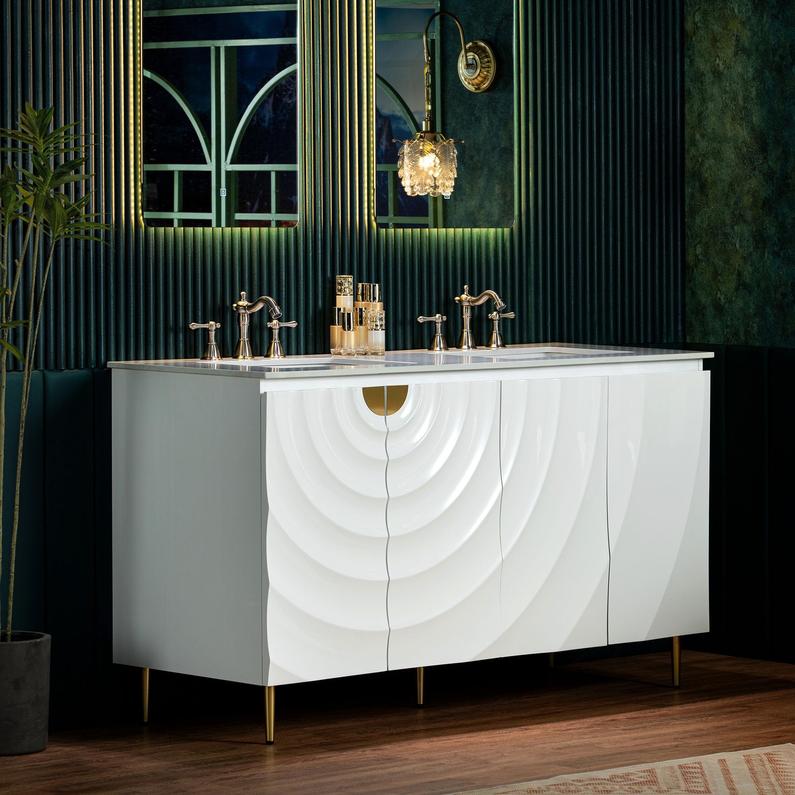 Woodbridge 60″x22″ Bathroom Vanity with Double Ceramic Undermount Sinks