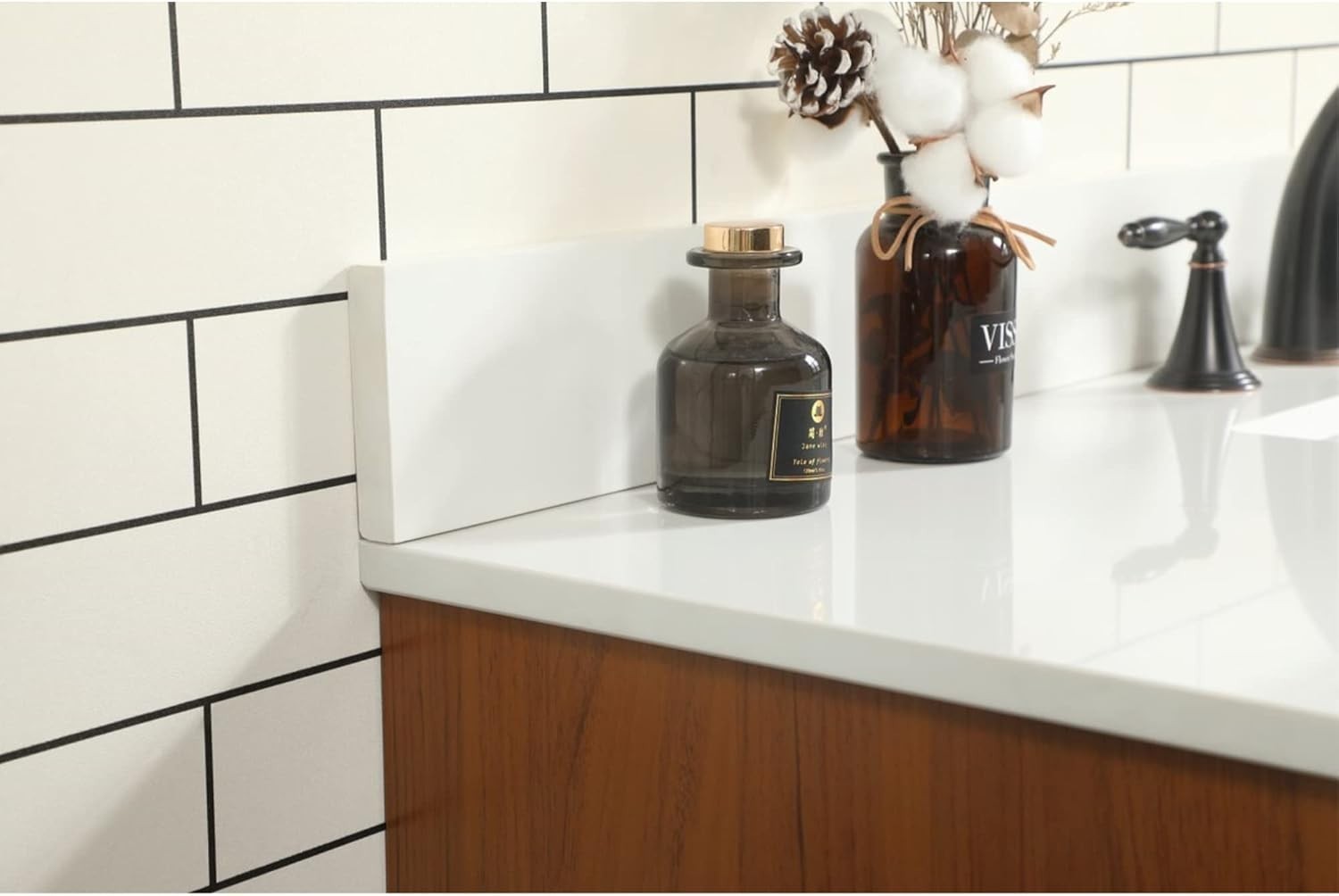 Elegant Kitchen and Bath 48 Inch Single Bathroom Vanity in Teak with Backsplash