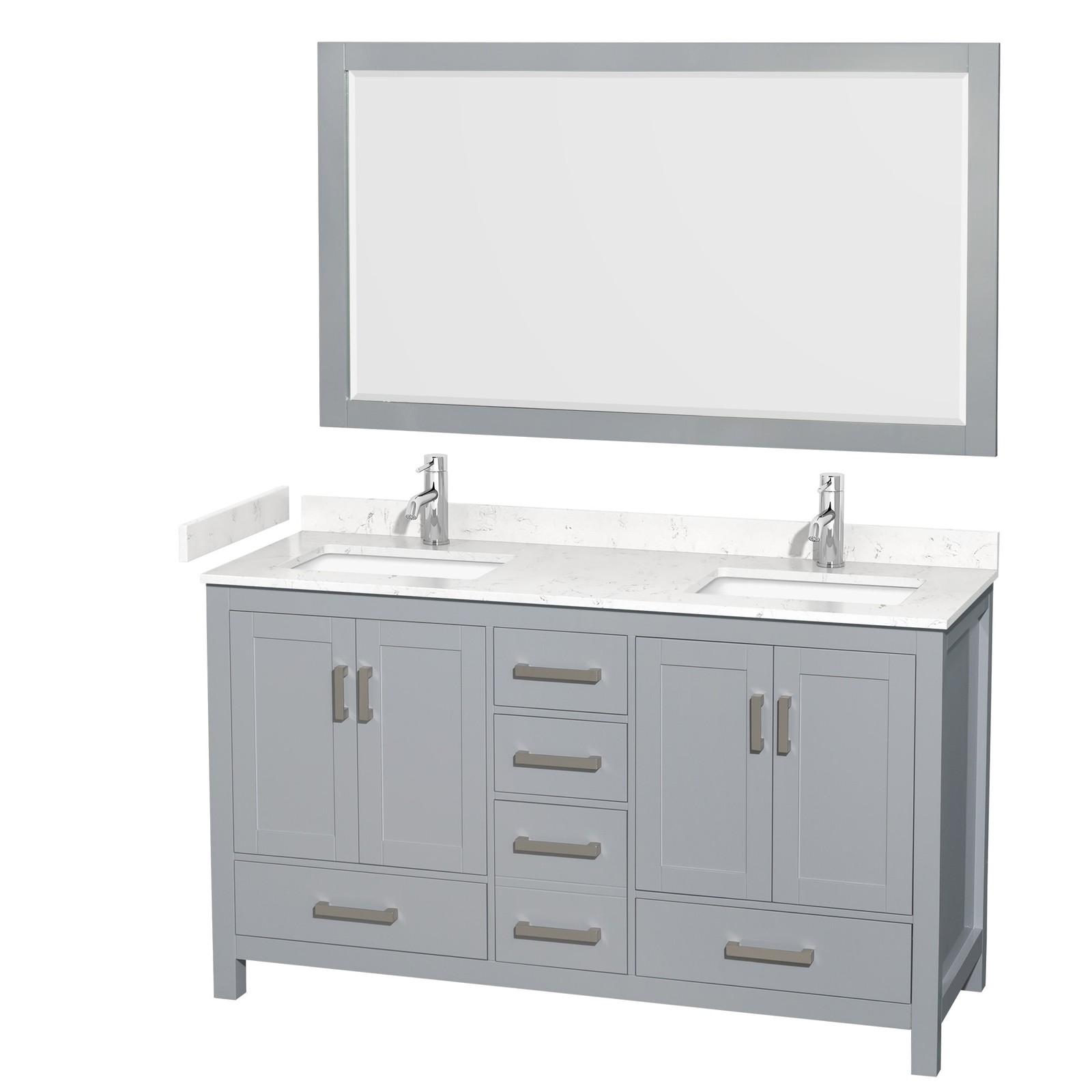 Wyndham Collection WCS141460D-VCA-M58 Sheffield 60″ – Gray / Carrara Cultured