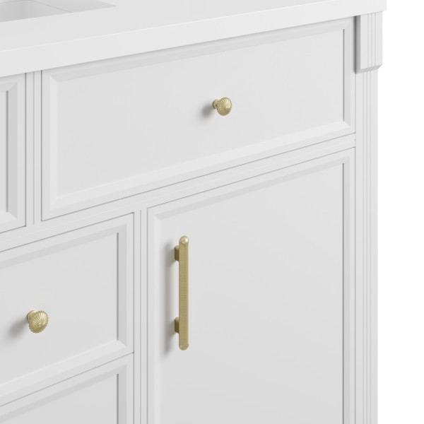 120″ James Martin Bellshire 660-VMC120-BW-3WZ Dual Vanity Cabinet White Zeus Top