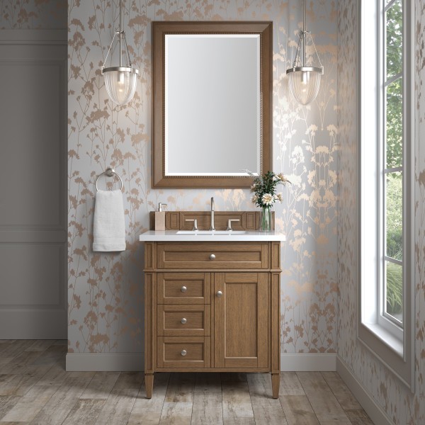 30″ James Martin Brittany 650-V30-SBR-3WZ Vanity Cabinet Zeus Silestone Top