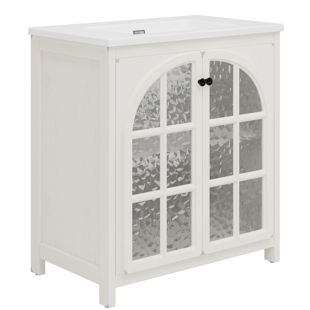 Bathroom Vanity with Ceramic Sink and Handles, Featuring Two Soft-Close Doors
