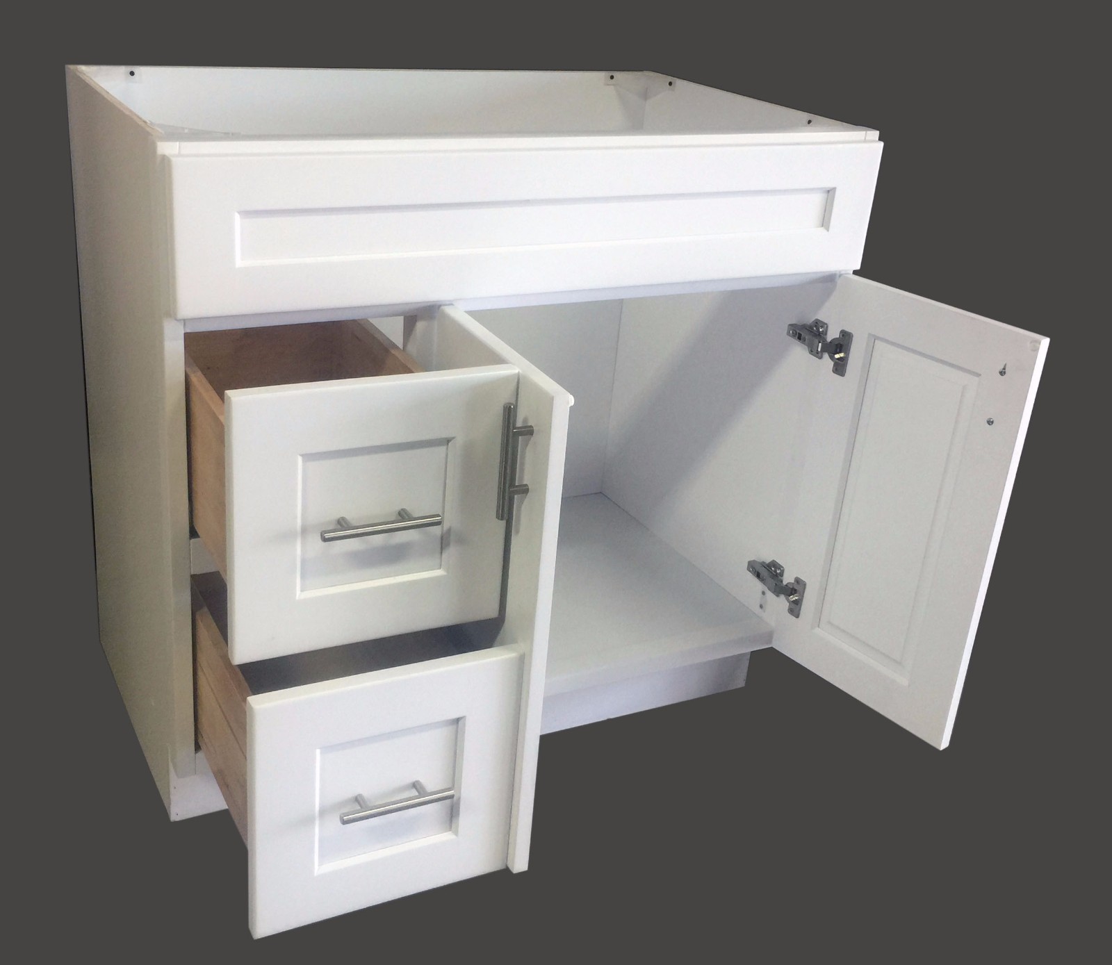 New White Shaker Single-sink Bathroom Vanity Base Cabinet 36″ Wide x 21″ Deep