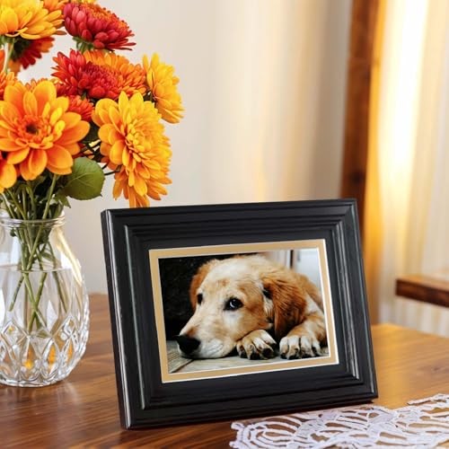 Picture Frame Matted to 4×6 – Thickened and Widened, Mortise & Tenon, 5×7 Black