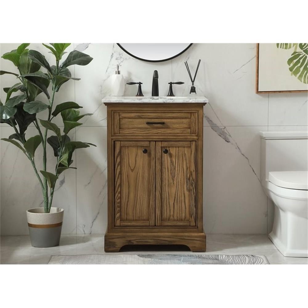 Elegant Decor Americana 24″ Aluminum Alloy Single Bathroom Vanity in Driftwood