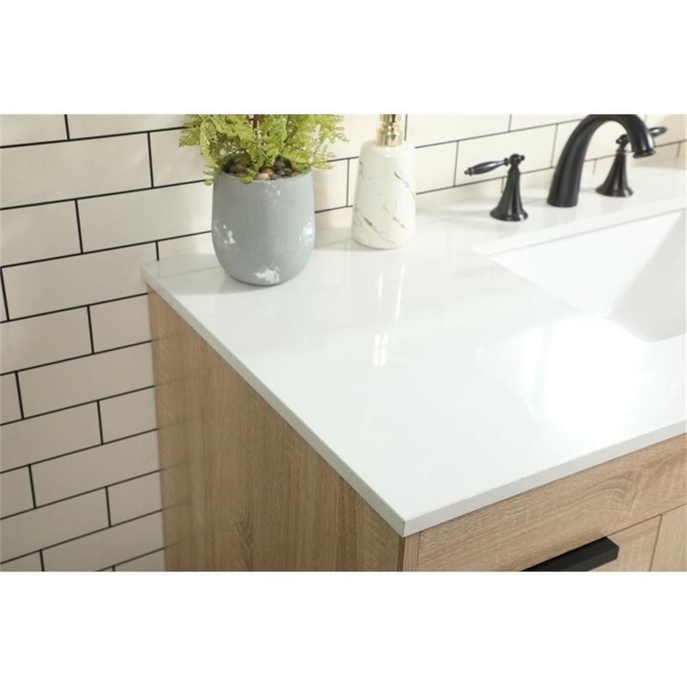 Pemberly Row 48″ Aluminum Iron MDF Single Bathroom Vanity in Mango Wood
