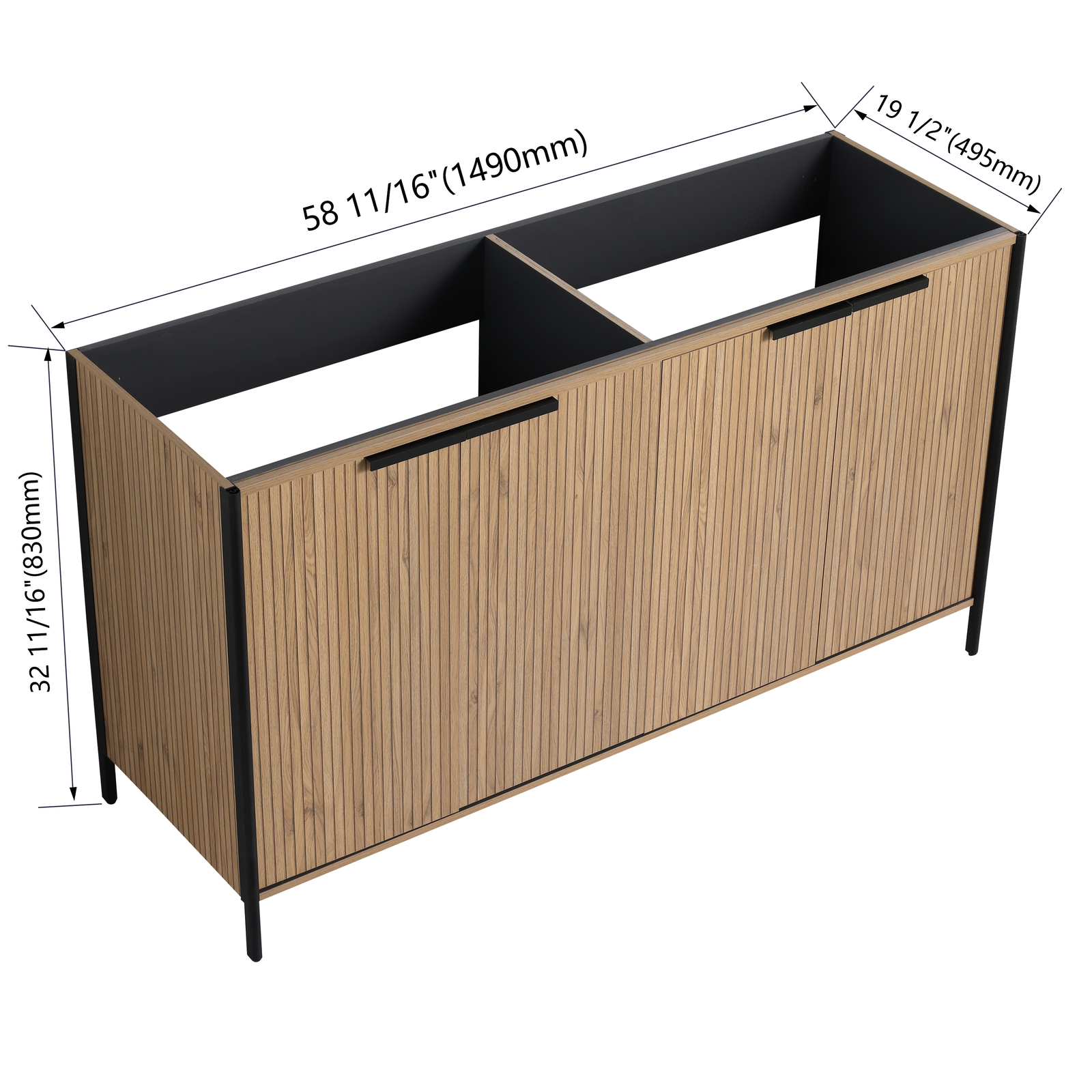 60″ Plywood Freestanding Bathroom Vanity Without Sink Top Included With 4Doors