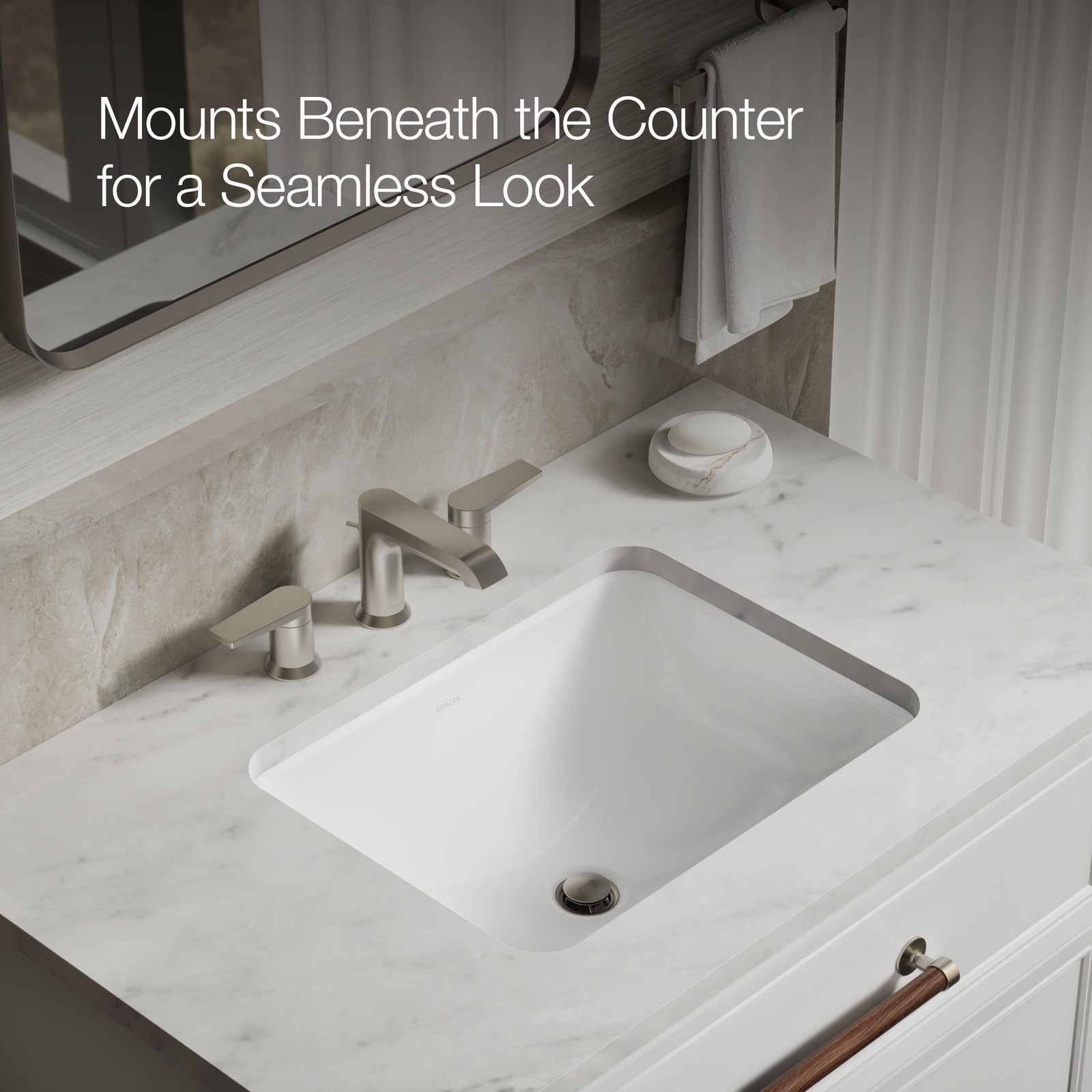 KOHLER 200000 Caxton Rectangle Undermount Bathroom Sink, Bathroom Vanity Sink…