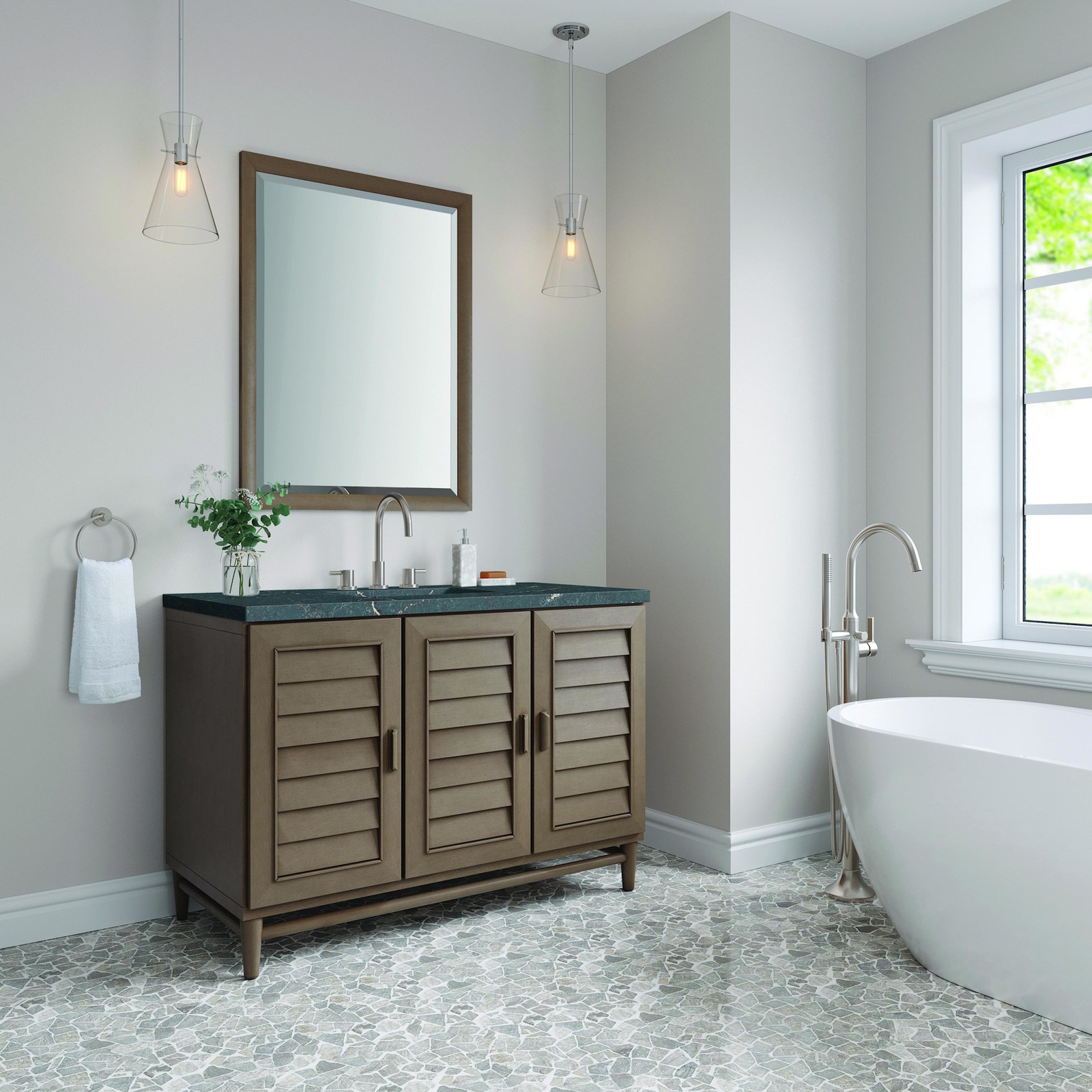 James Martin Vanities 620-V48-3PBL Portland 48″ Single Basin Wood – Wood