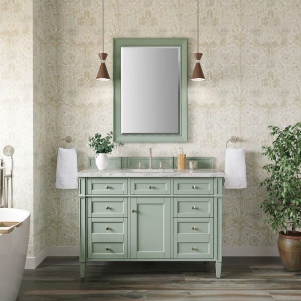 48″ James Martin Brittany 650-V48-SGR-3CAR Vanity Cabinet 3CM Carrara Marble Top