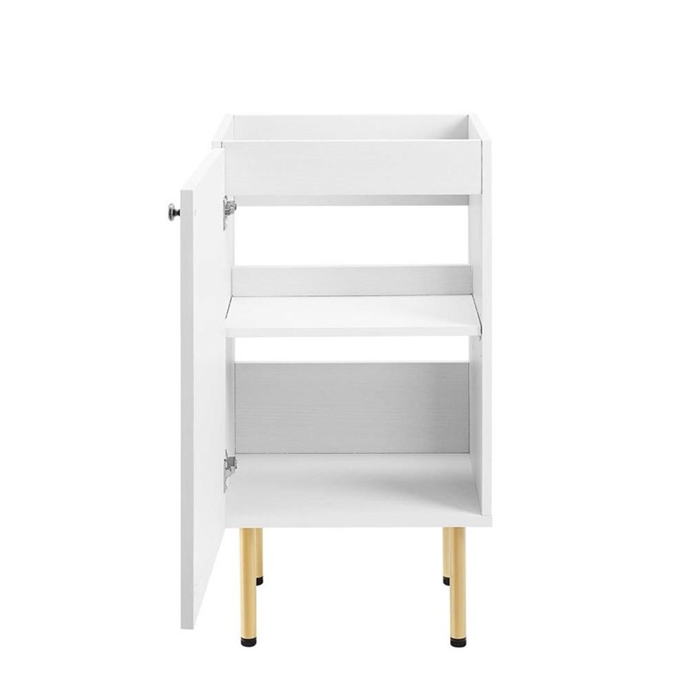 Pemberly Row 18″ Wood & Rattan Bathroom Vanity Cabinet in White