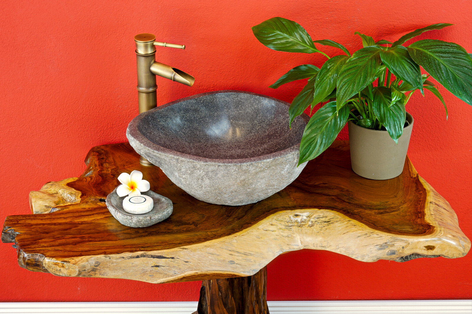 Washbasin Plate Teak Solid Wood Basin Natural Edge 100 cm