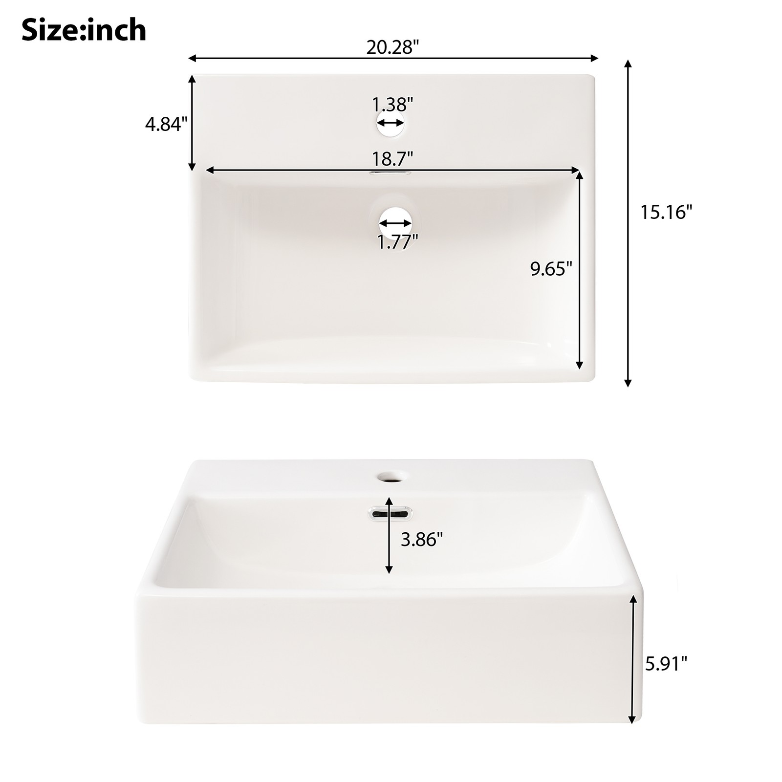 20-Inch Bathroom Vanity with Ceramic Sink and Storage Cabinet