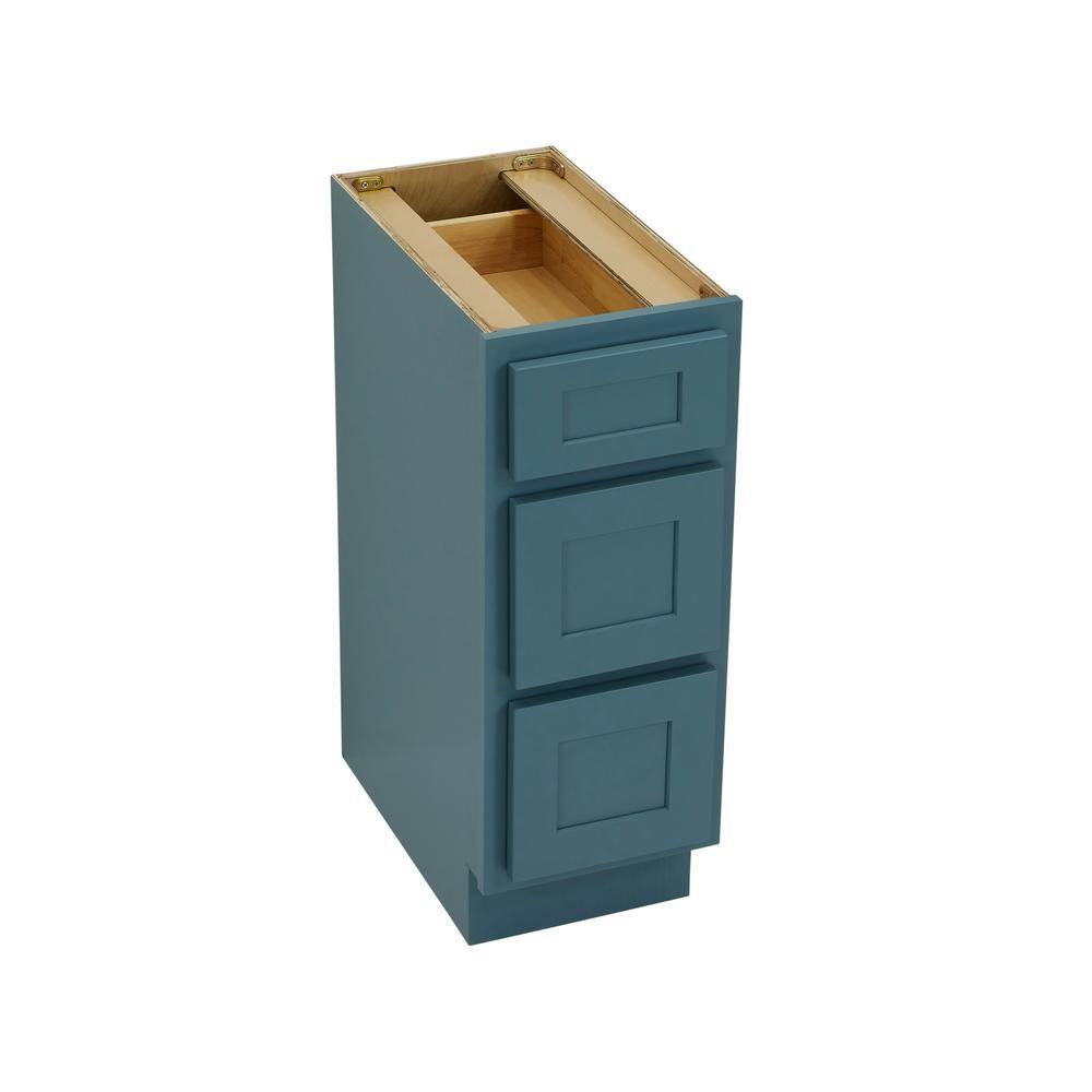 12 In. W X 21 In. D X 32.5 In. H 3-Drawer Bath Vanity Cabinet Only in Sea Green
