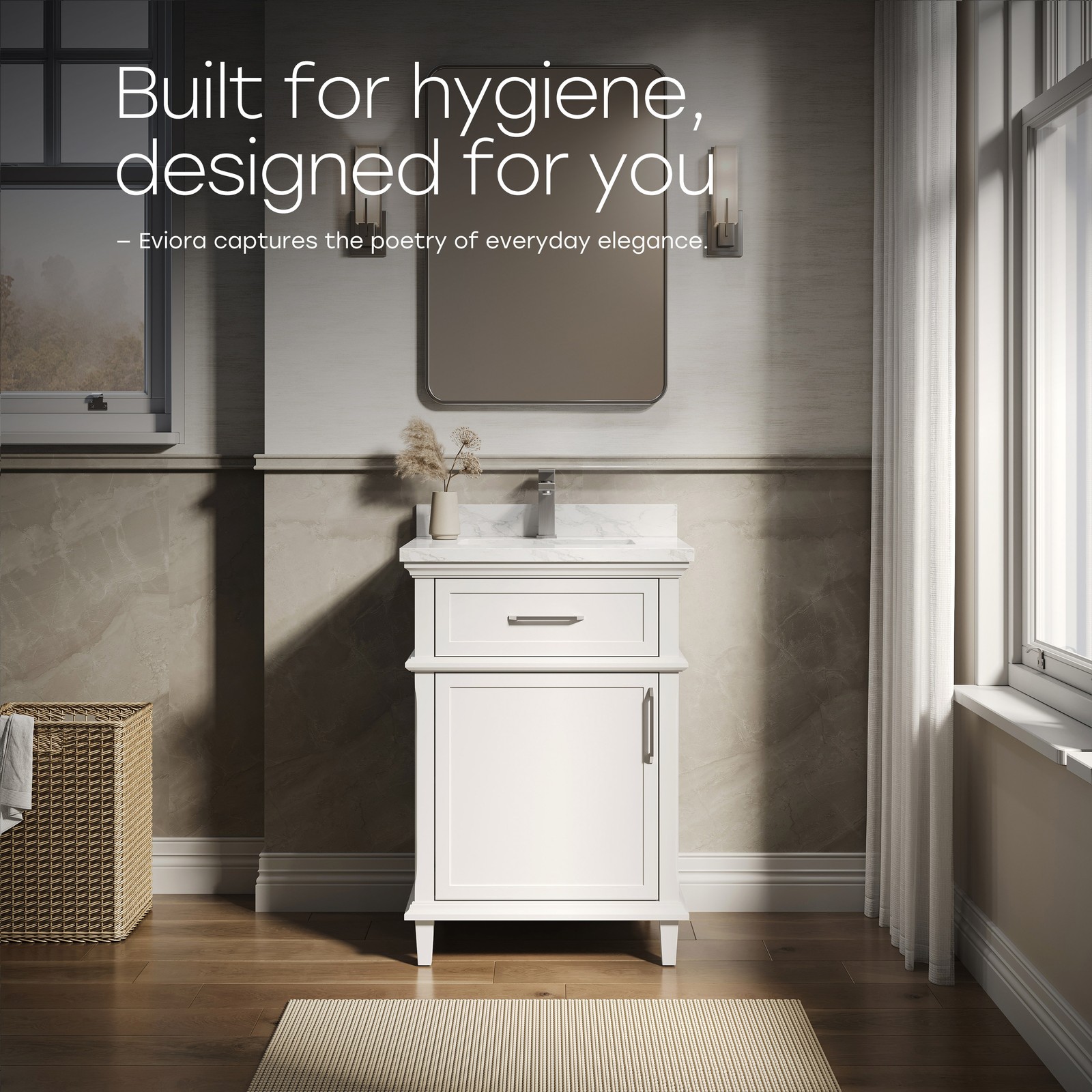HOROW 24 Inch Bathroom Vanity with Sink, Free Standing Single Basin Vanity Set