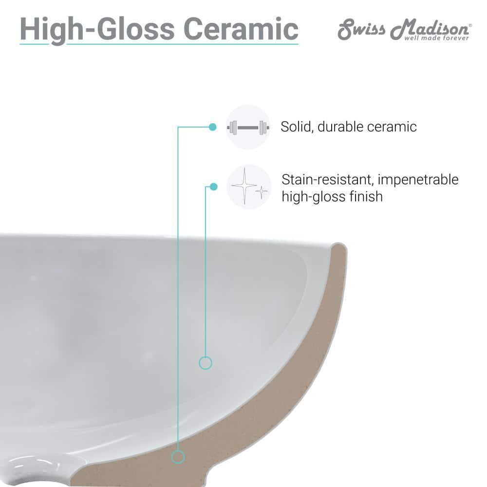 Swiss Madison Bathroom Vanity Top 24″ Pre-drilled Single Hole Ceramic White