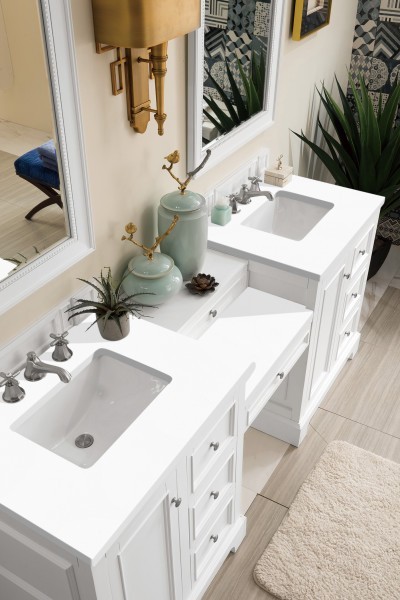 82″ James Martin De Soto 825-V82-BW-DU-WZ Double Vanity Cabinet White Zeus Top