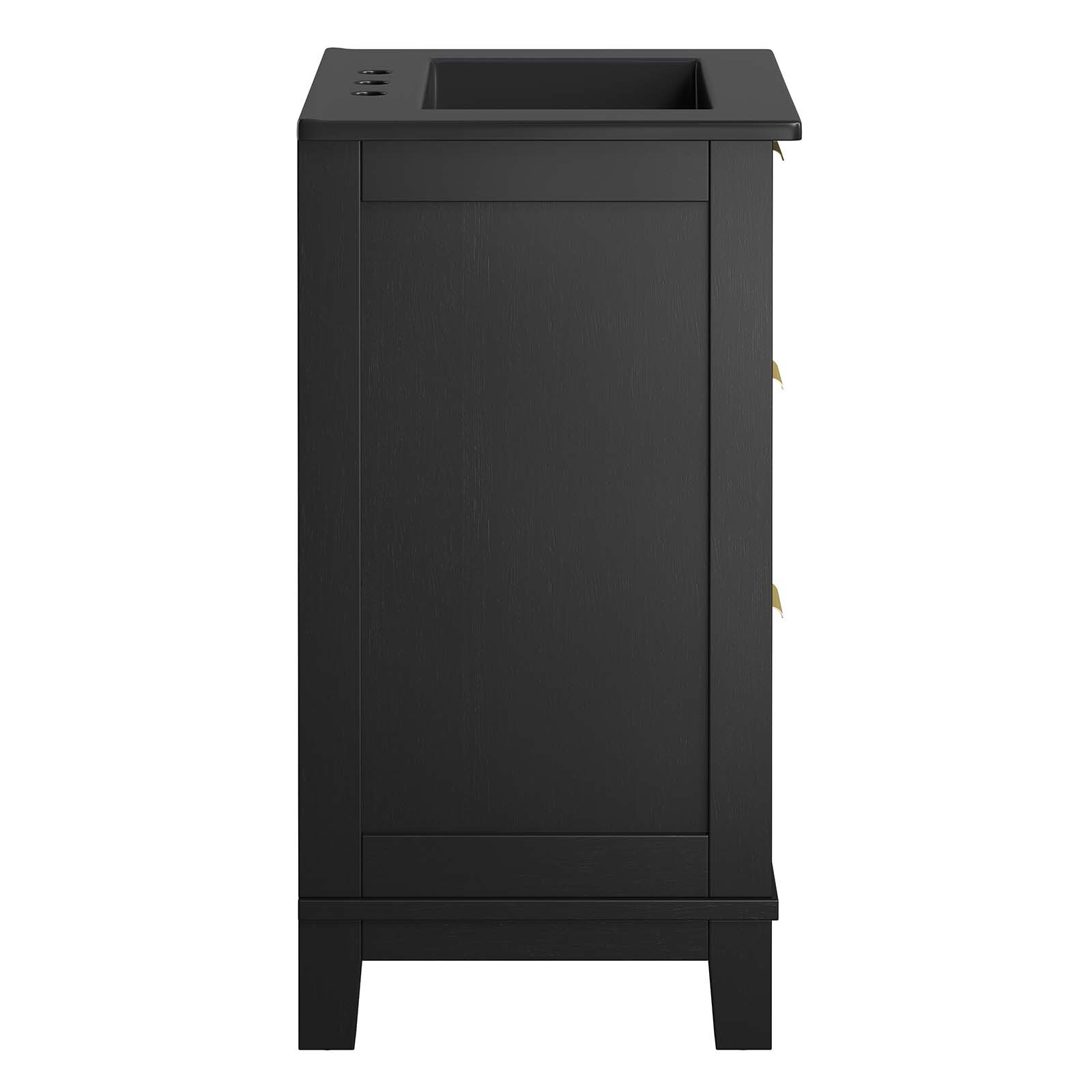 Modway Dixie 24” Solid Wood Bathroom Vanity Cabinet in Black Black