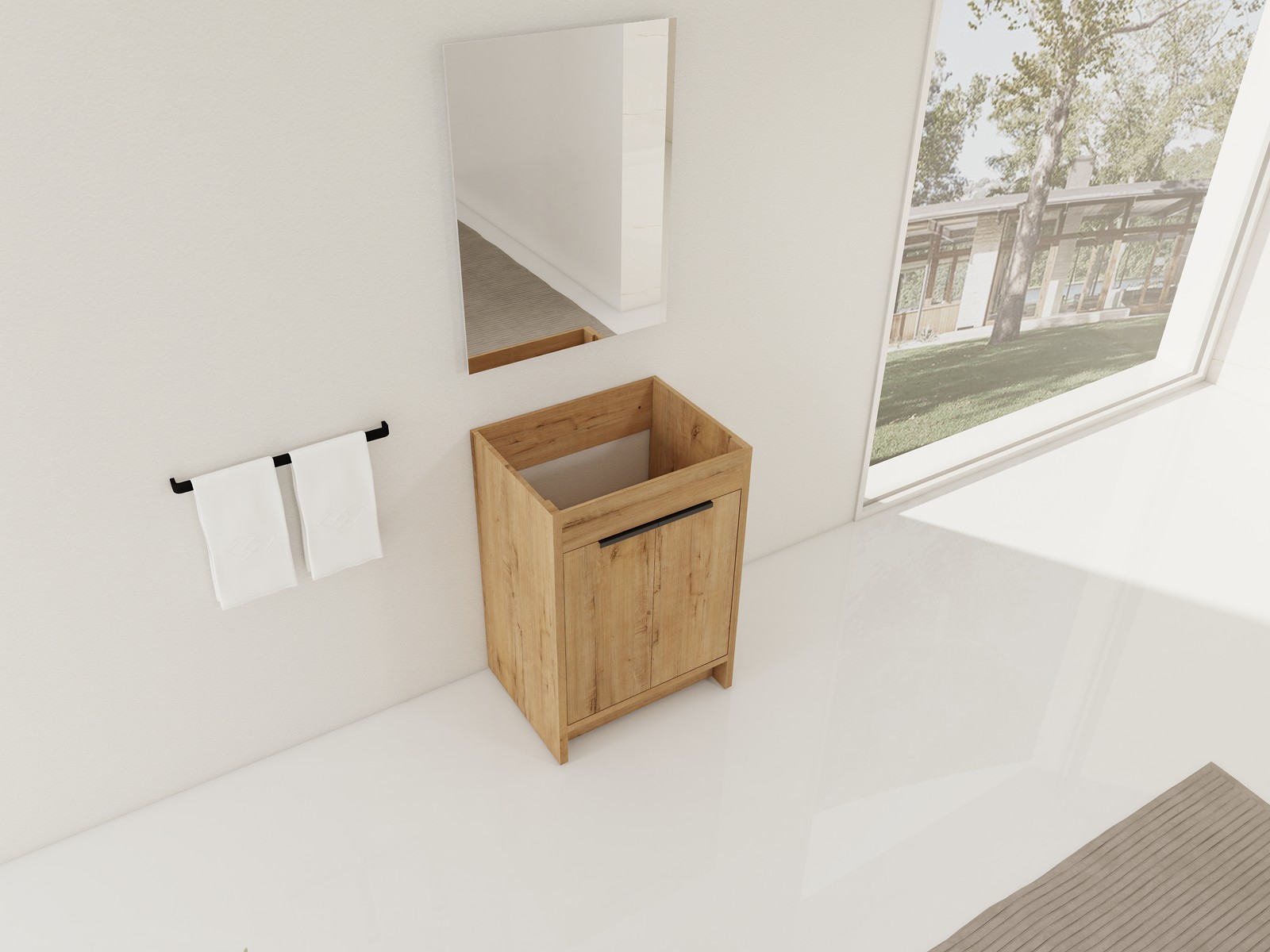 24″Plywood Freestanding Bathroom Vanity Cabinet W/2 Soft-Close Doors without Top