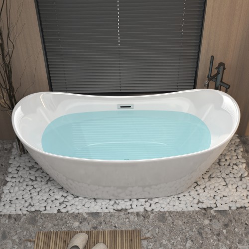 47″ Acrylic Freestanding Bathtub rectang,with 30” Bathroom Vanity with Top Sink