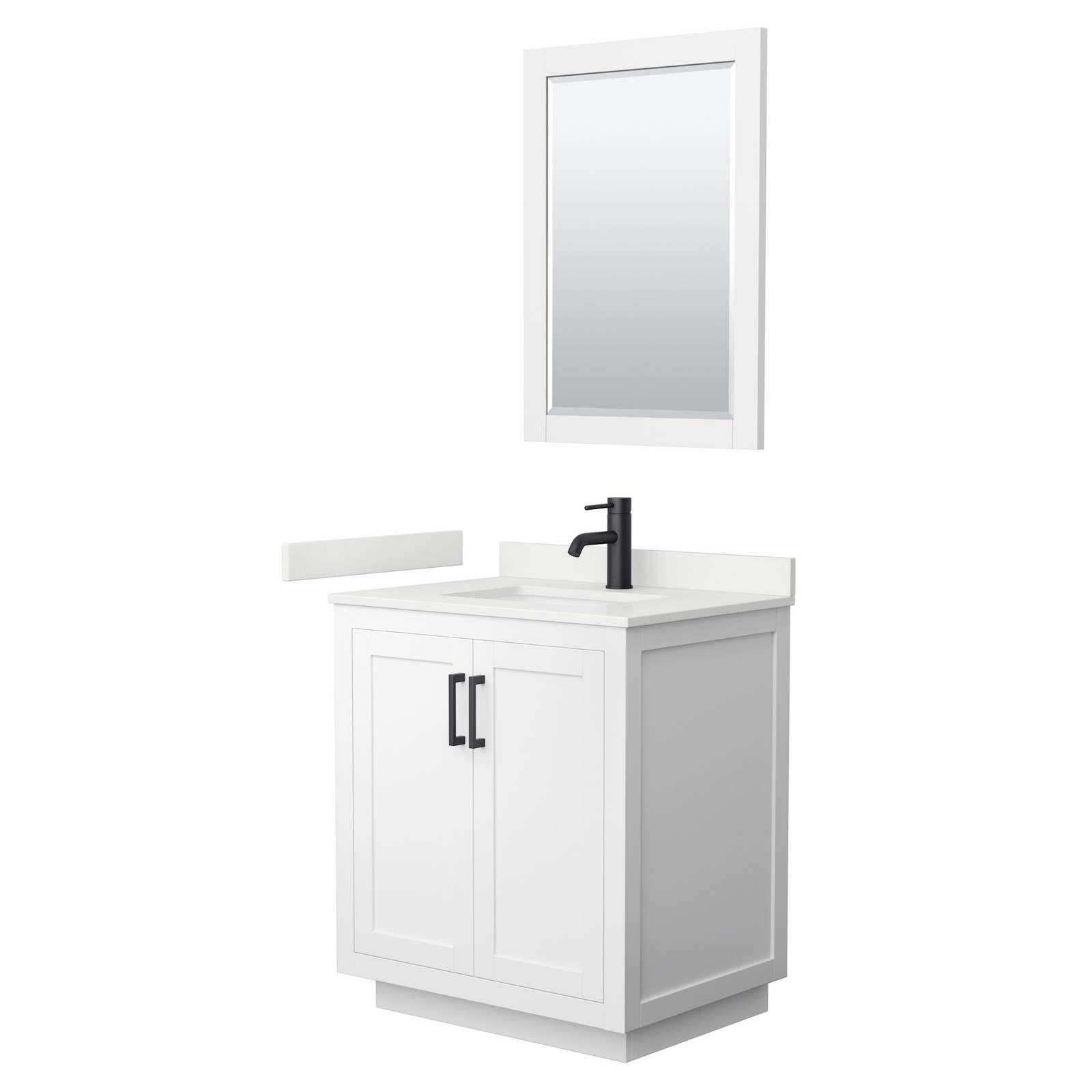 Wyndham Collection WCF292930S-QTZ-UNSM24 Miranda 30″ – Dark Gray / White Quartz