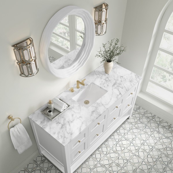 60″ James Martin Breckenridge 330-V60S-BW-3CAR Vanity Cabinet Carrara Marble Top