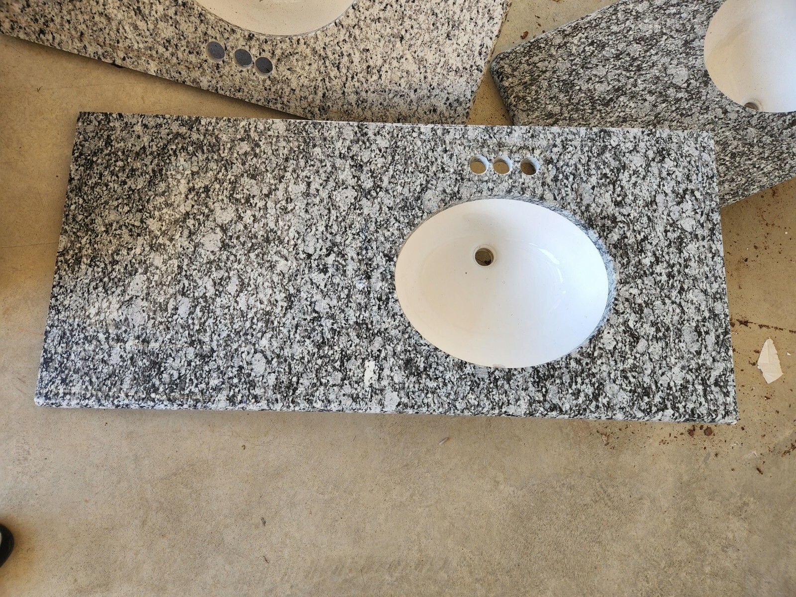 3 black/white Granite Top with Under Mount White Oval Sinks and miscellaneous 