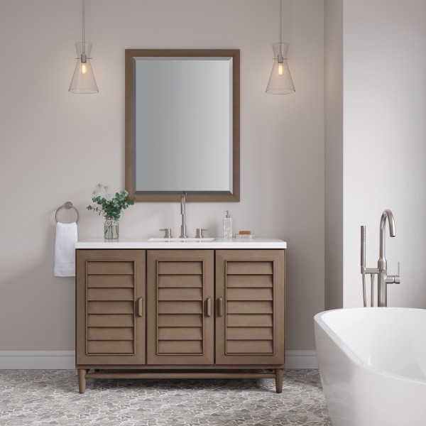 48″ James Martin Portland 620-V48-WW-3WZ Vanity Cabinet White Zeus Silestone Top
