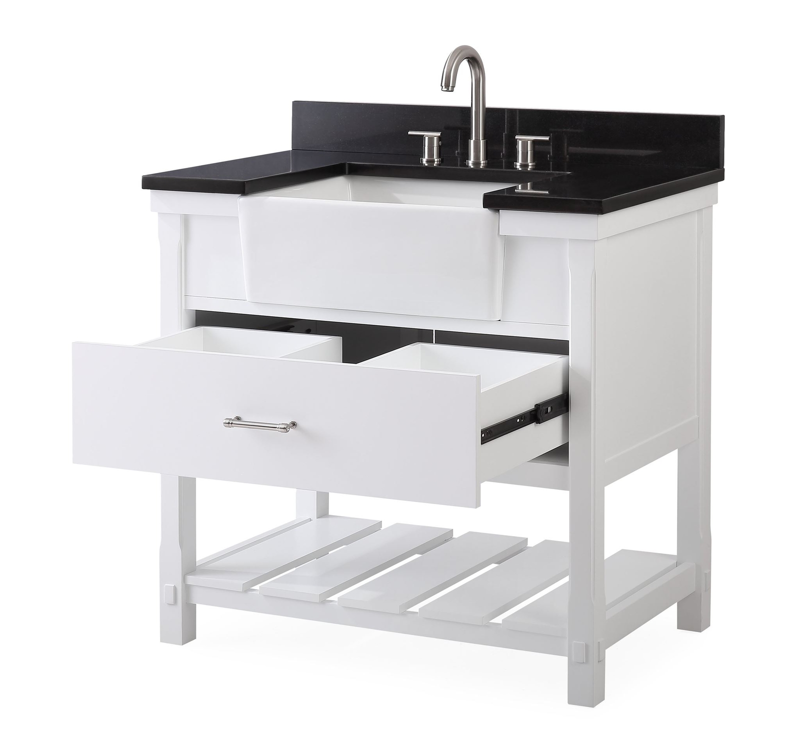 36 Inch Kendia Farmhouse Sink Bathroom Vanity – GD-7036-WT36-GT
