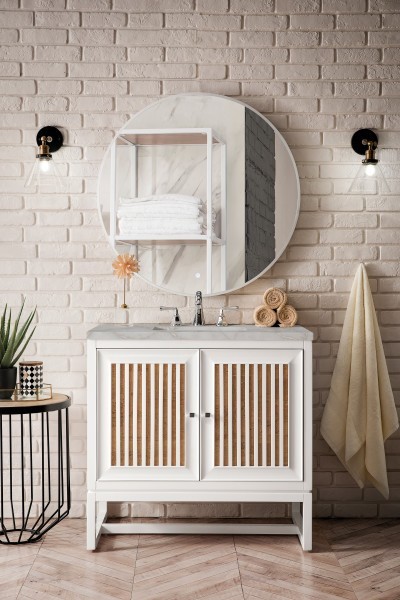 36″ James Martin Athens E645-V36-GW-3VSL Vanity Cabinet Victorian Silver Top