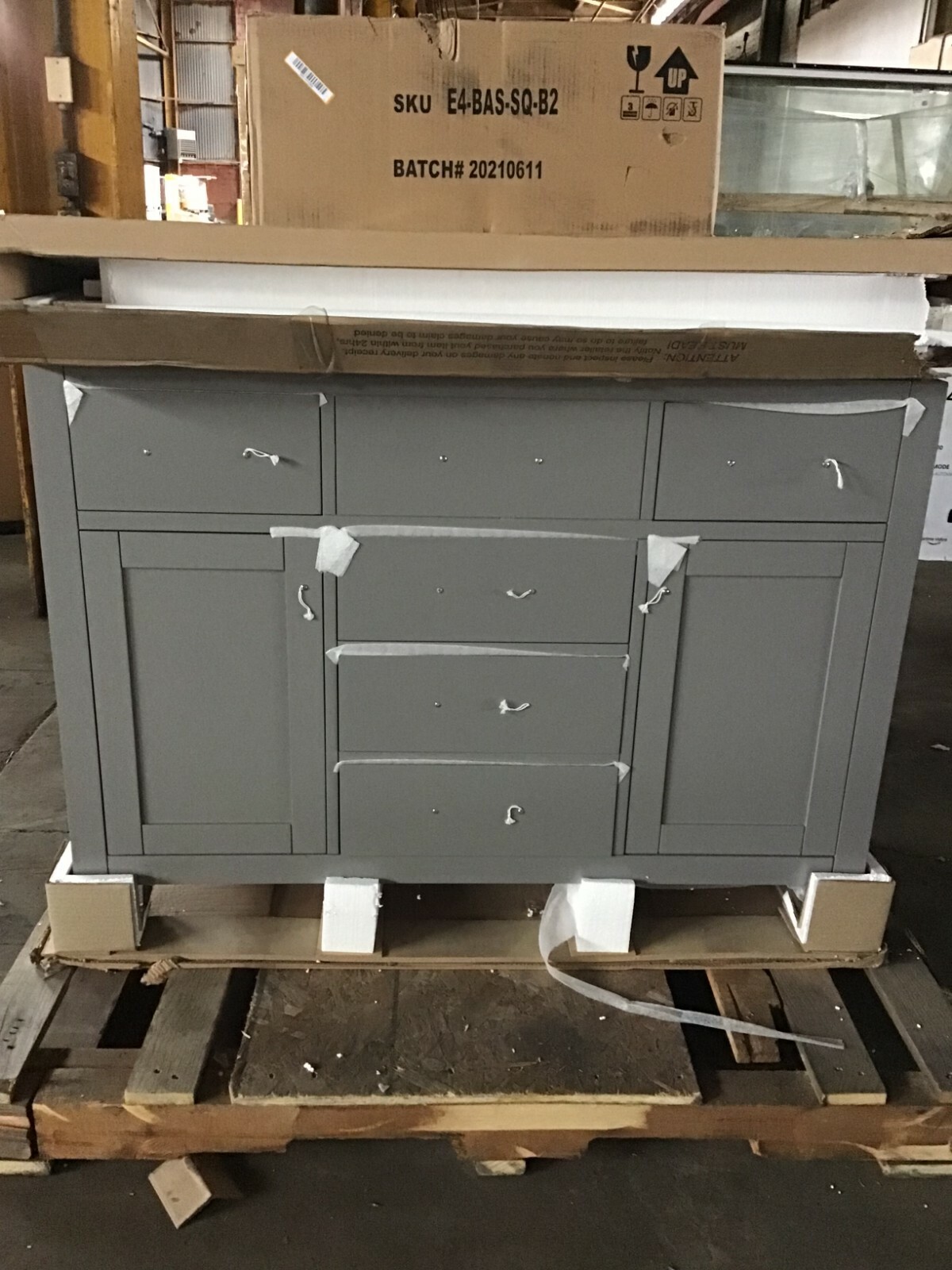 Brand New Virtu USA Caroline 48 Inch Vanity, Cashmere Grey w/Carrera Marble Top