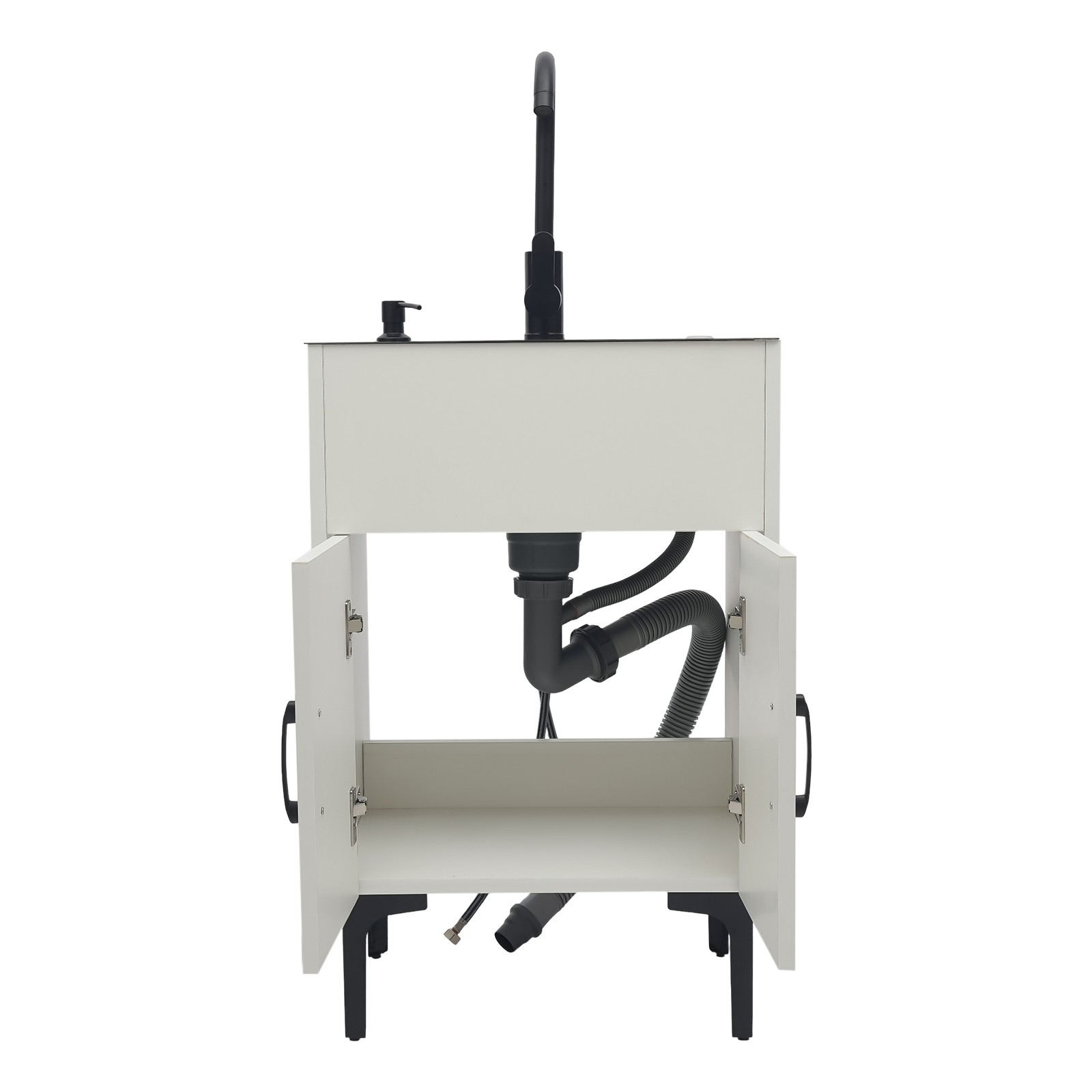 White Bathroom Vanity Cabinet Storage with Sink Combo with Drawers&Shelves