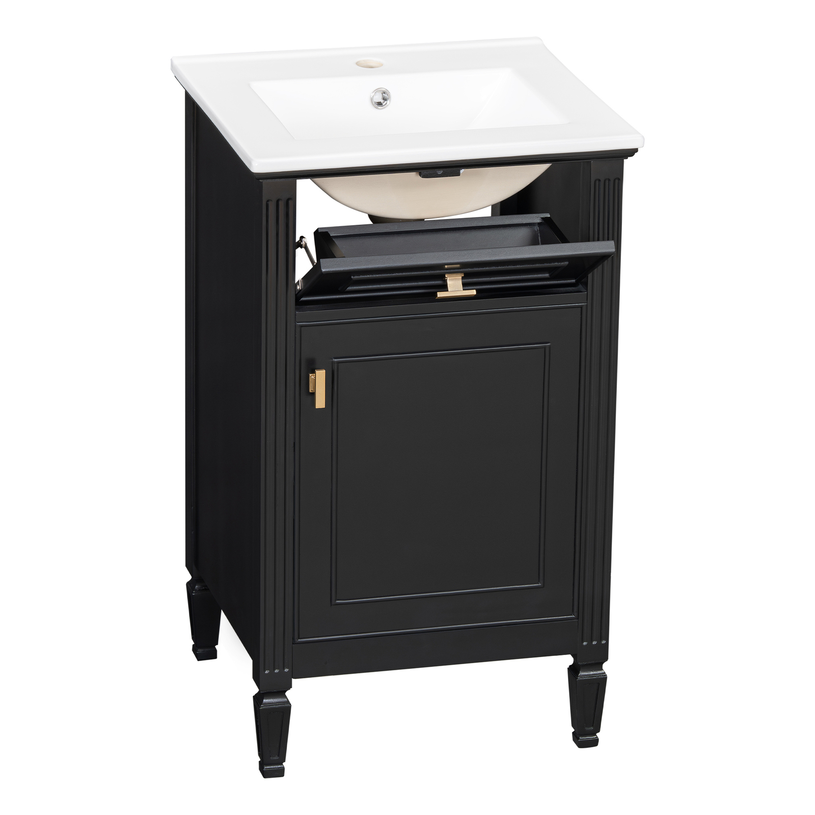 20″ Bathroom Wood Vanity with Ceramic Sink Modern Freestanding Storage Cabinet
