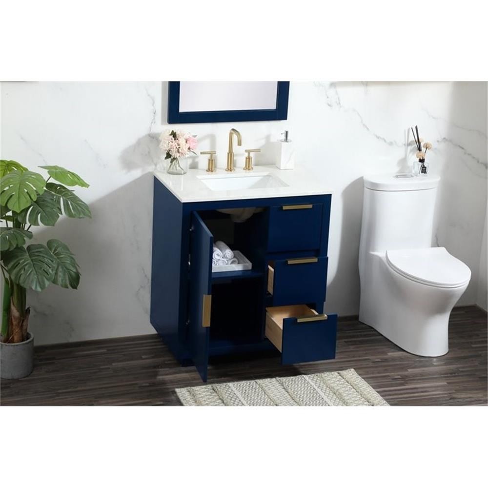 Elegant Decor Blake 30″ Aluminum Alloy MDF Single Bathroom Vanity in Blue
