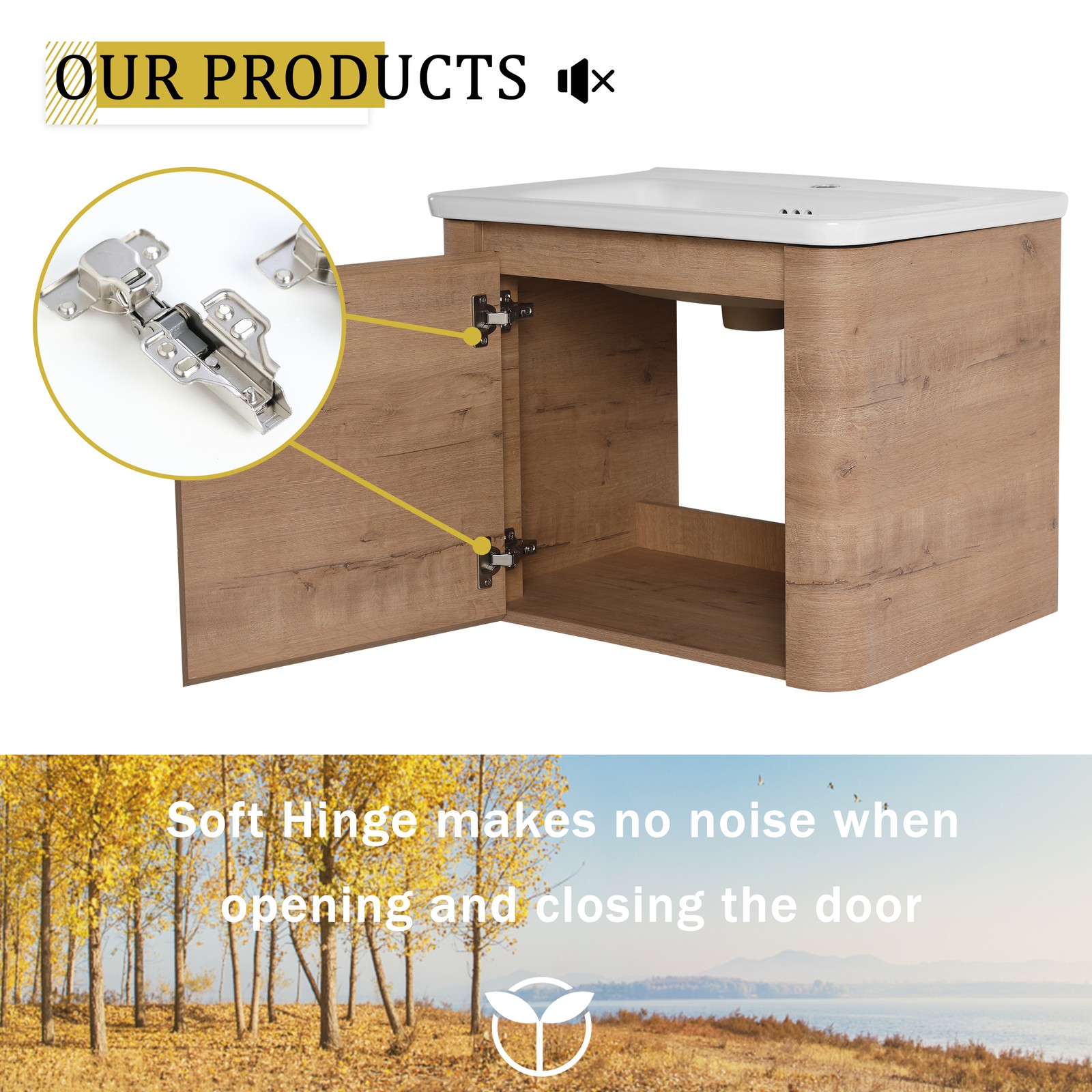 60in Wall-Mounted Bathroom Vanity W/ Double White Ceramic Sink Storage Shelves