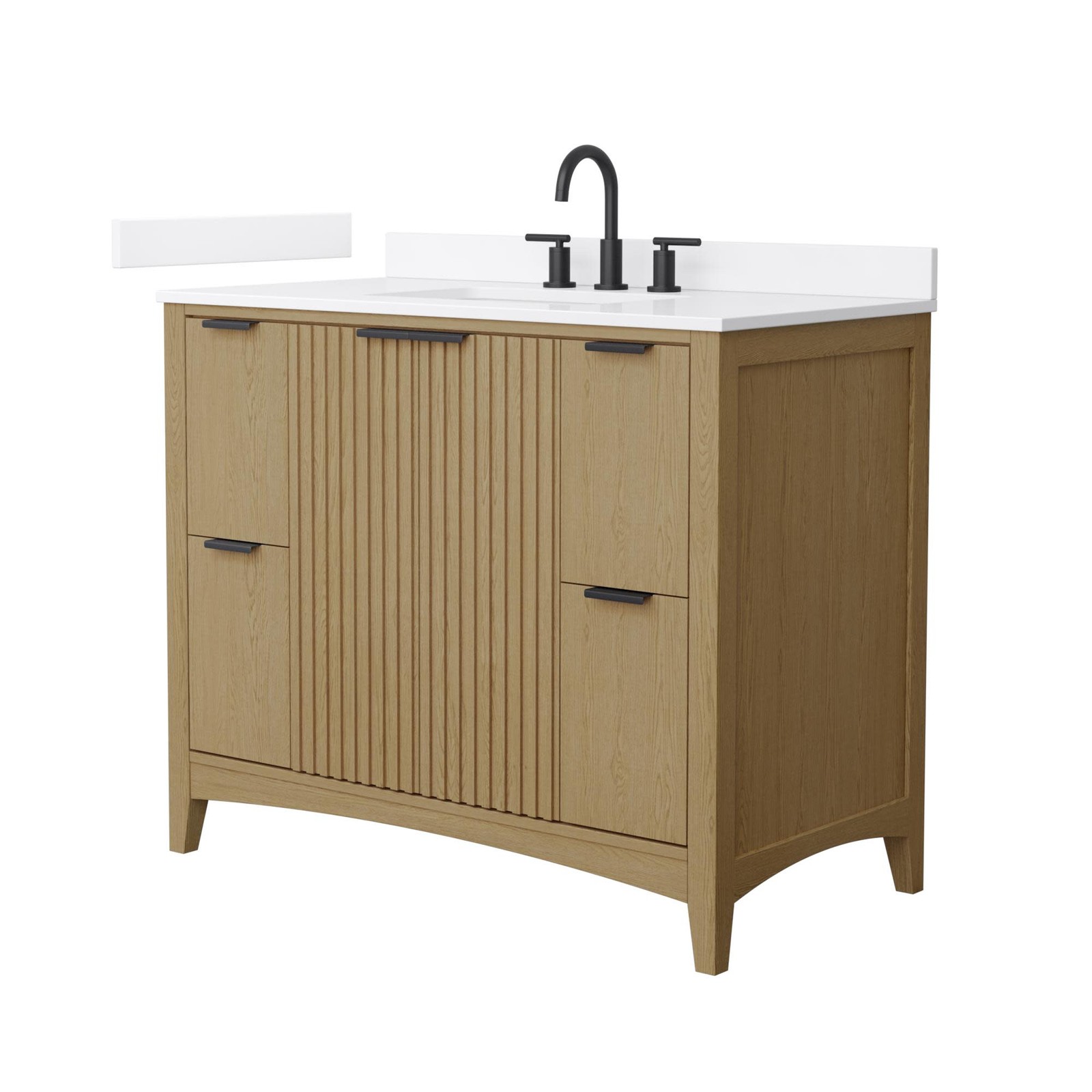 Wyndham Collection WCF9191-42S-QTZ-US3MXX Palmilla 42″ – Natural Oak / White