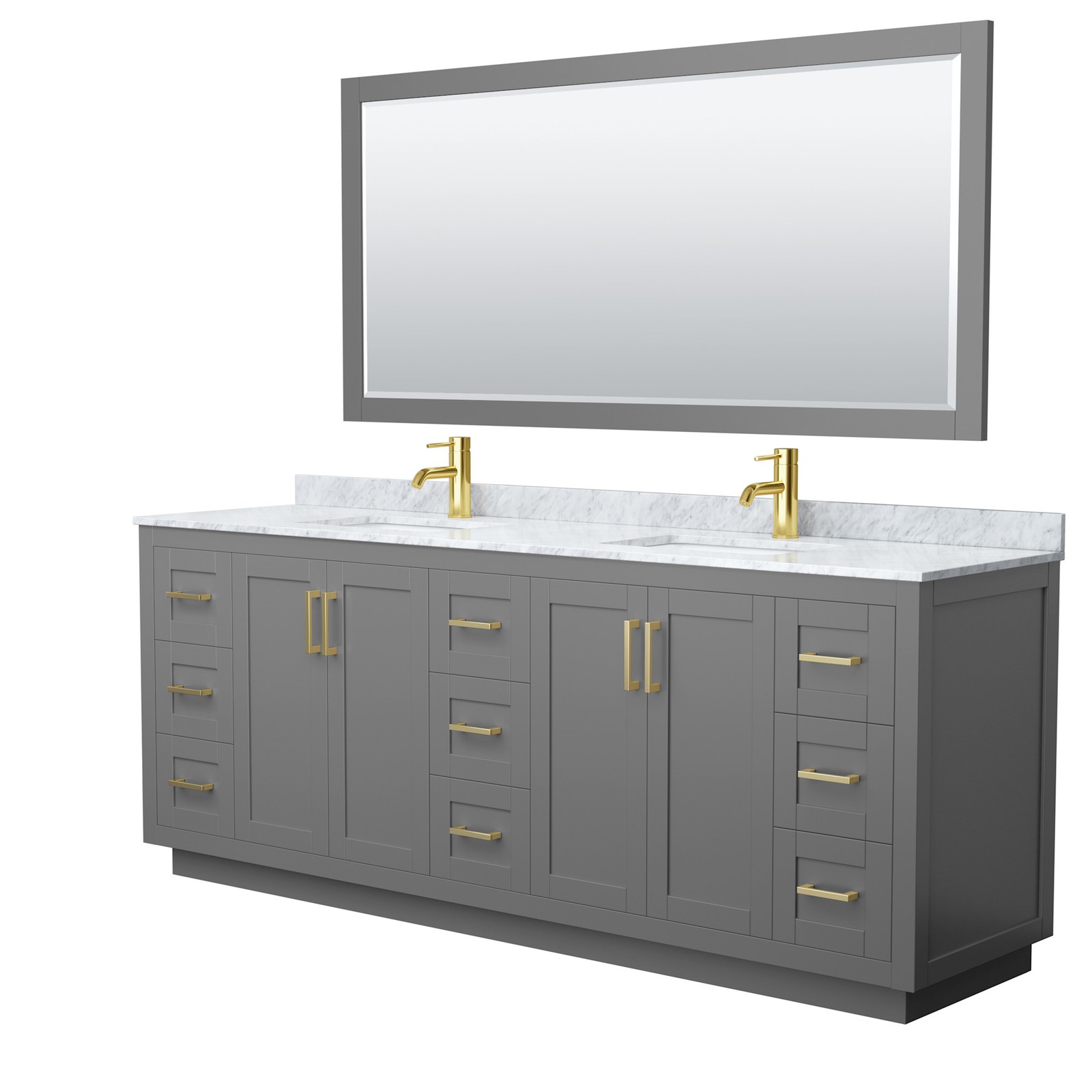 Wyndham Collection WCF2929-84D-NAT-M70 Miranda 84″ – Dark Blue / White Carrara