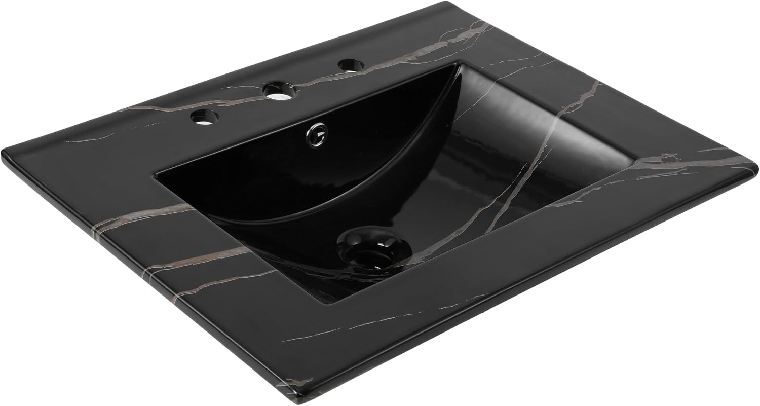 Ancillary 36″ Bathroom 3-Hole Sink Top, White | Ceramic Vanity, 18.25″ Rectangul