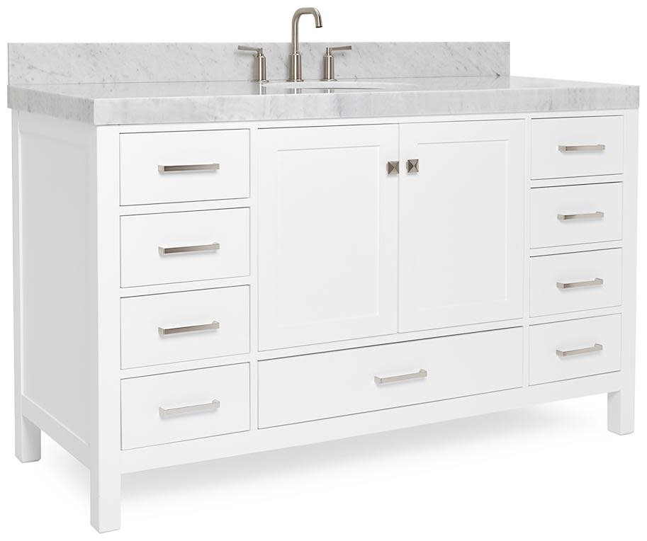 Ariel A060SCW5OVO Cambridge 60″ – White / Italian Carrara Marble Top / Brushed