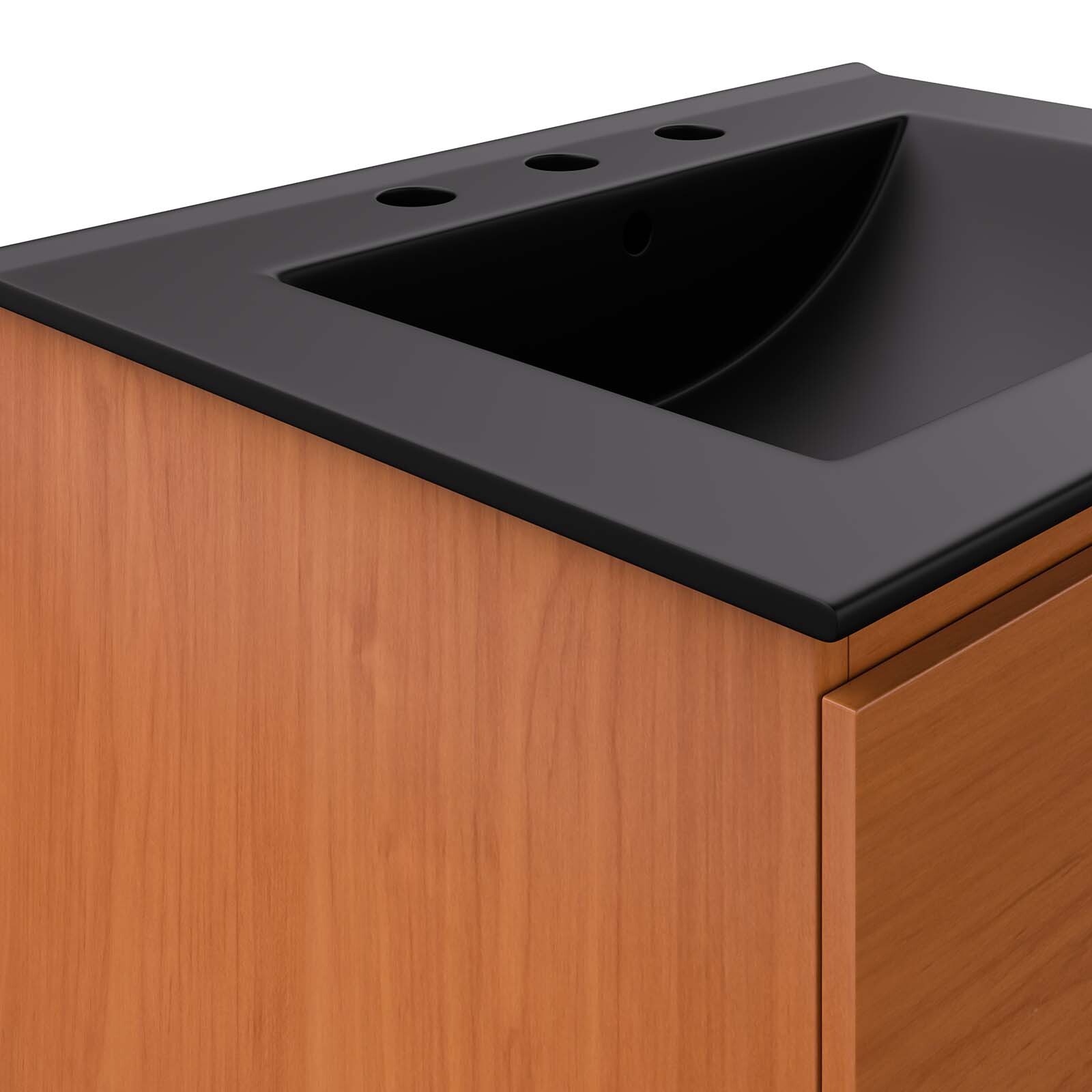 Modway Scenic 24″ Wall-Mount Bathroom Vanity in Cherry Black