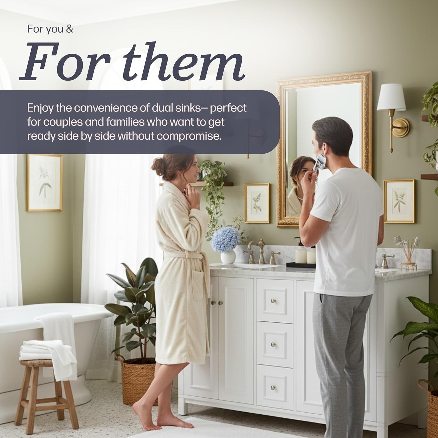 Williamsburg 60 Inch Double Sink Bathroom Vanity – Freestanding Cabinet Witho…