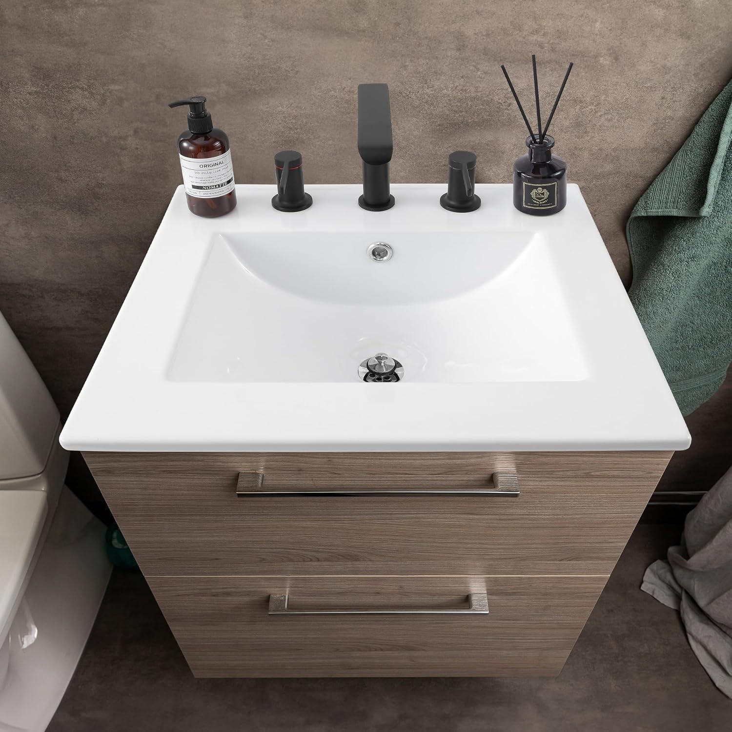 Contemporary 20″ White Ceramic Sink Top with Overflow Drain – Easy Install