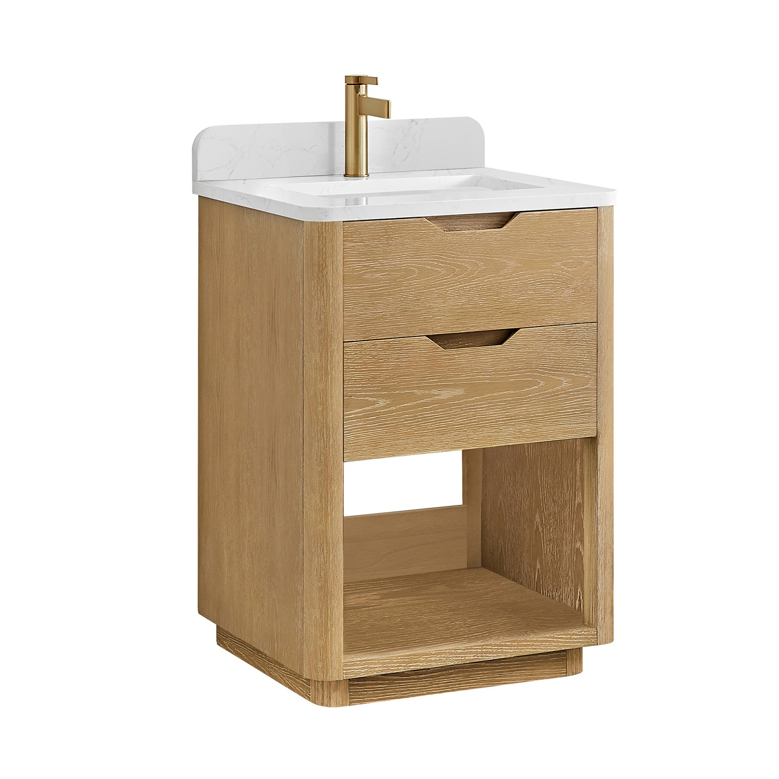 Harbin 24″ Single Bath Vanity in Washed Ash Grey with White Grain Stone Top