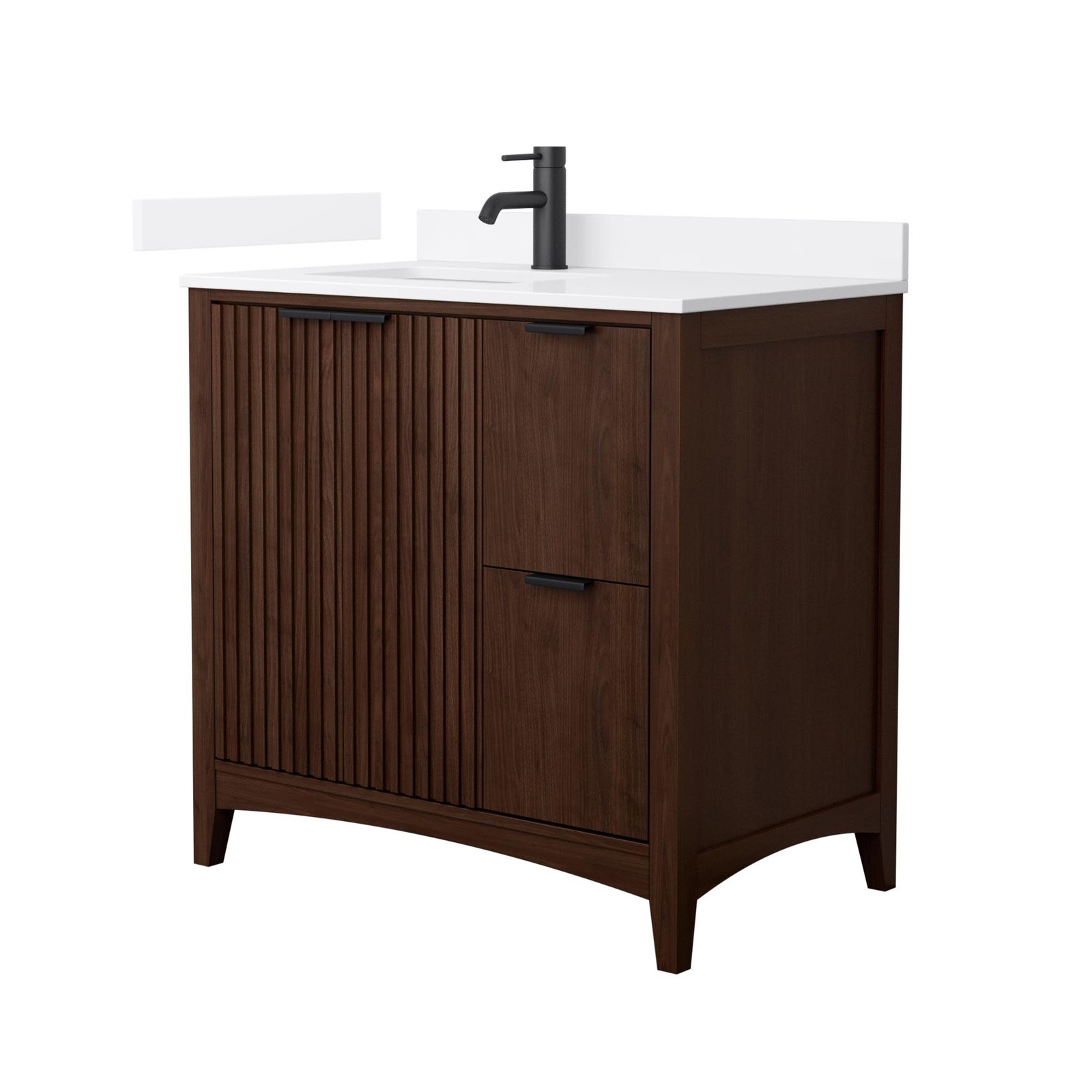 Wyndham Collection WCF9191-36S-QTZ-UNSMXX Palmilla 36″ – Dark Walnut / White