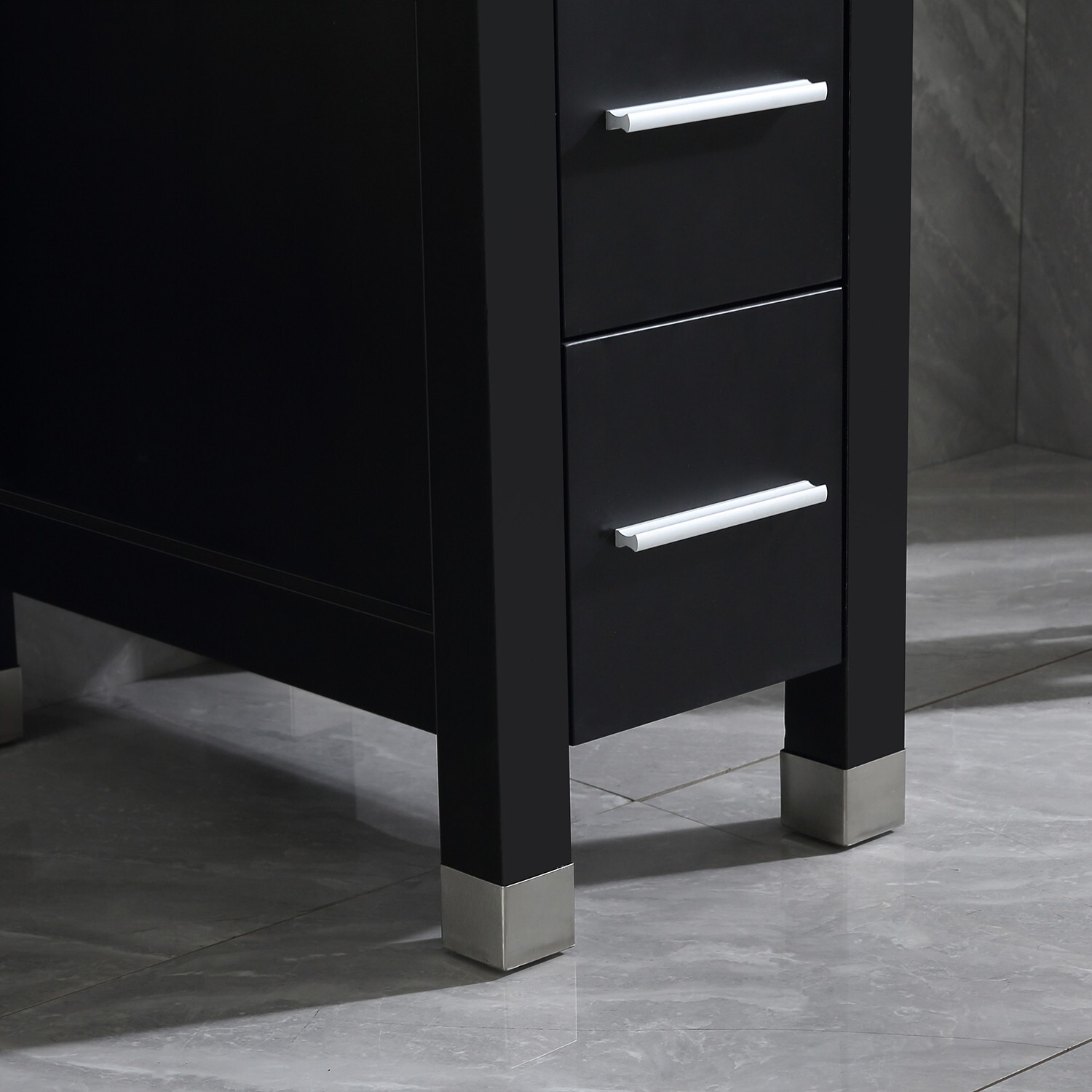 11.8 inch Wood Drawer Cabinet Engineered Stone Countertop Black