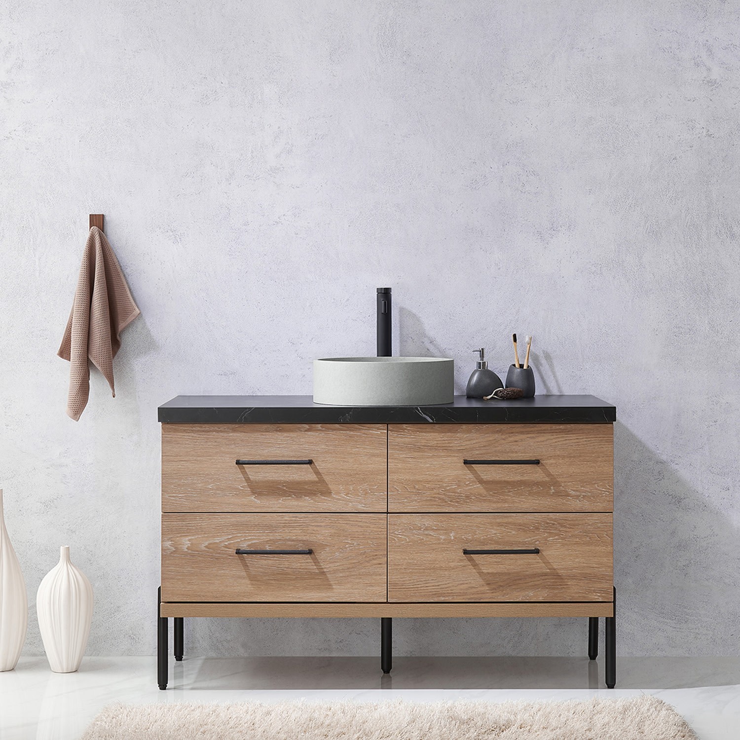 Miseno MV-NM-705148C Trento 48″ – North American Oak / Black
