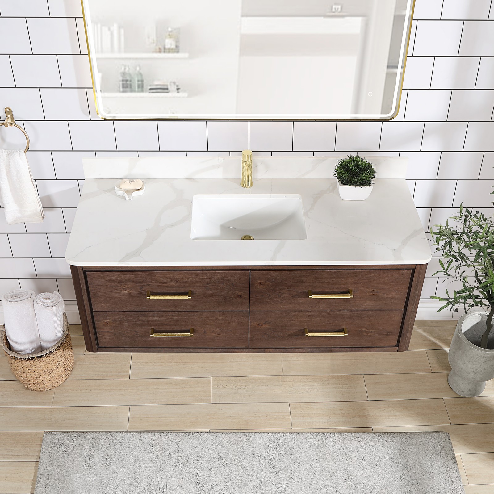 Miseno MV-706655 Cristo 54″ Wall Mounted Single Basin Vanity Set – Aged Dark