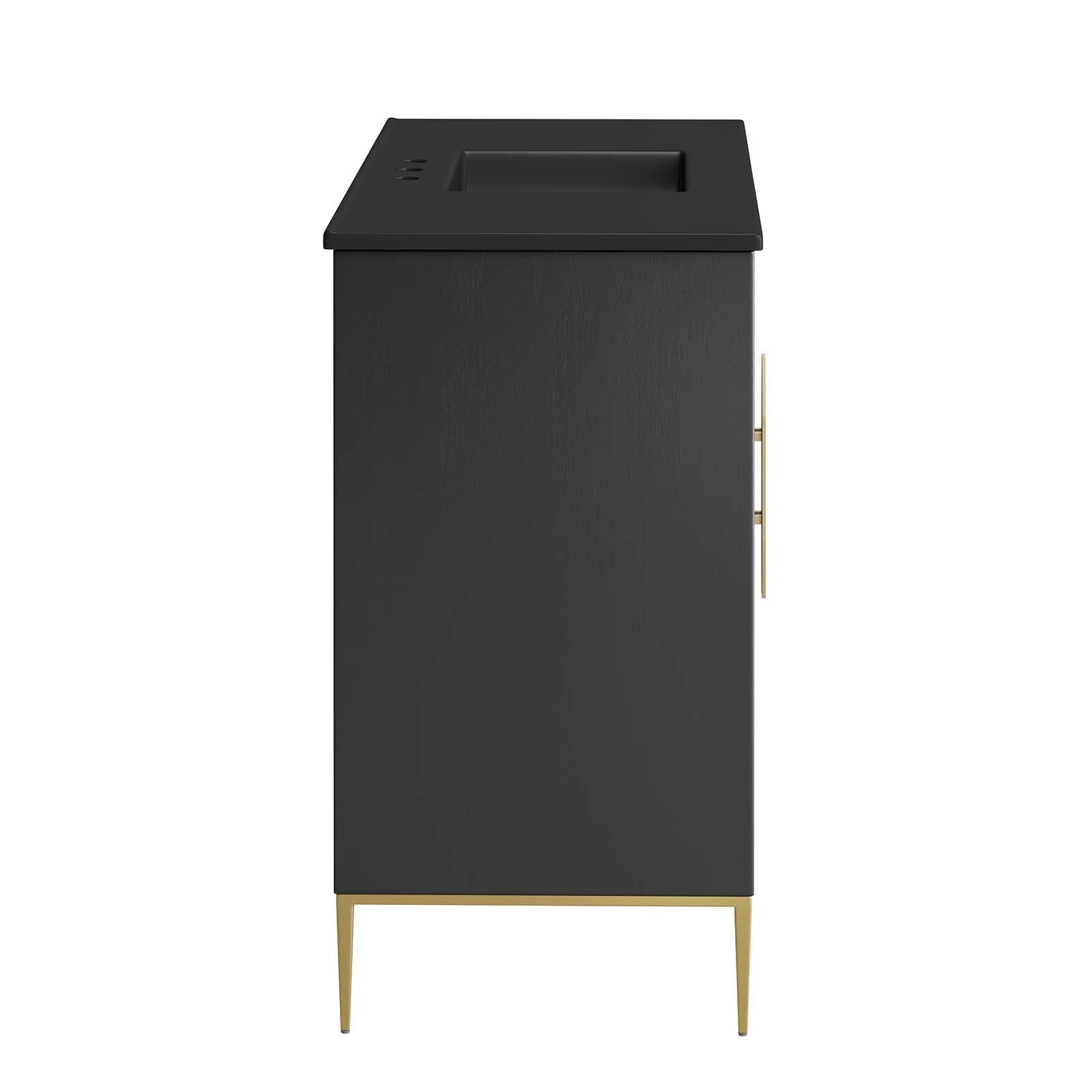 Modway Awaken 48″ Solid Wood and MDF Bathroom Vanity in Black