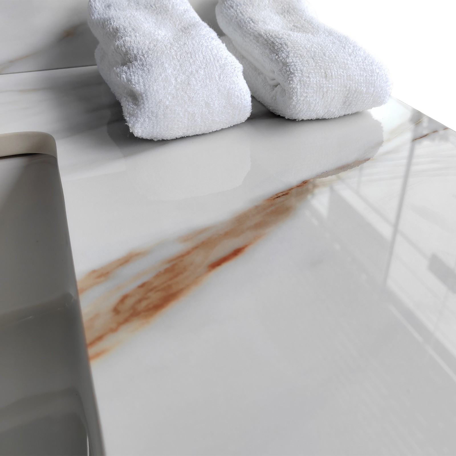 37″ Marble Vanity Top with Undermount Sink & Backsplash Carrara White